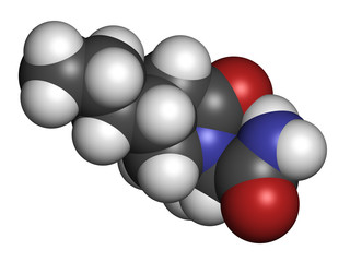 Brivaracetam anticonvulsant drug molecule.