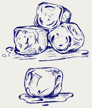 Naklejki Bunch of ice cubes. Doodle style