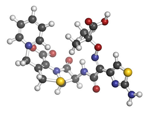 Ceftazidime cephalosporin antibiotic drug molecule. 