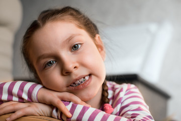 Girl with dental braces