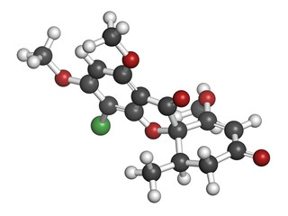 Griseofulvin antimycotic drug molecule.