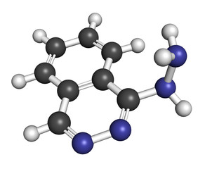 Obraz premium Hydralazine (apresoline) hypertension drug molecule. 