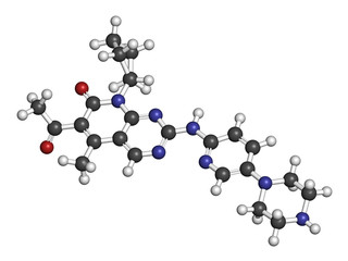 Palbociclib breast cancer drug molecule (CDK4 and CDK6 inhibitor).