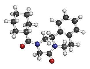 Praziquantel anthelmintic drug molecule. 