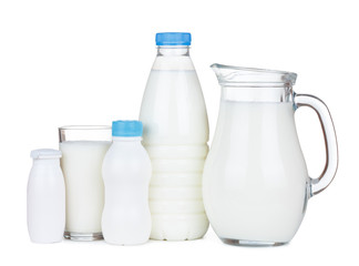 Dairy products isolated on white background