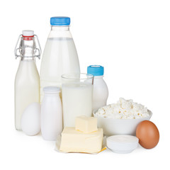 Obraz na płótnie Canvas Dairy products isolated on white