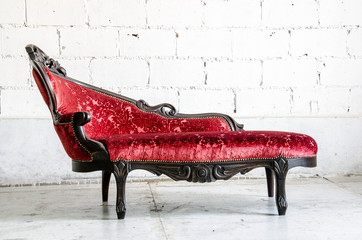 luxury red sofa in vintage room