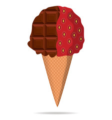 cocoa and strawberry cornet