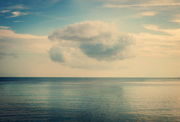 Sea landscape, water and clouds