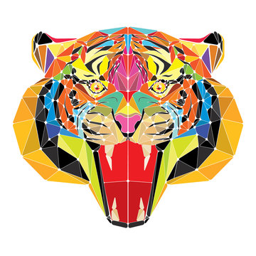 Tiger head in geometric pattern vector