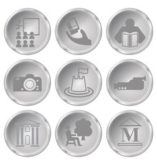 Monochrome entertainment related icon set