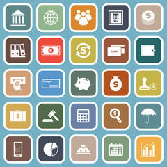 Banking flat icons on blue background