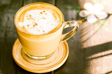 Hot coffee (cappuccino) in the morning