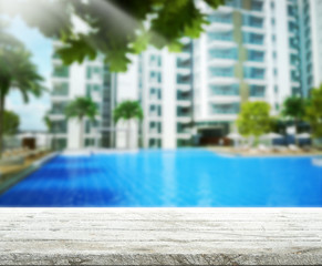 Table Top And Blur Building Background