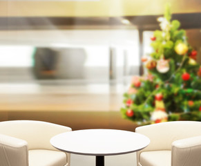 Wood Table Top Background In Holiday