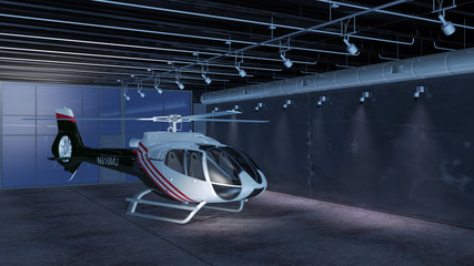 Helikopter in einer Wartungshalle © pgottschalk