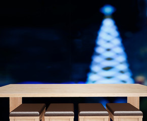 Wood Table Top Background In Holiday