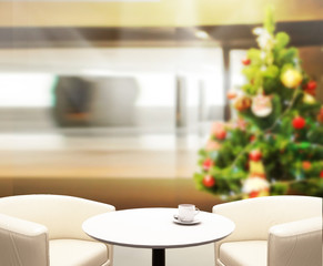 Wood Table Top Background In Holiday