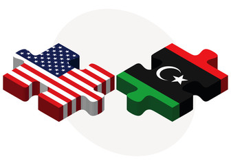 USA and Libya Flags in puzzle