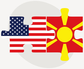 USA and Republic of Macedonia Flags in puzzle