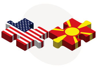 USA and Republic of Macedonia Flags in puzzle