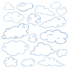 cloud doodle icon set isolated vector