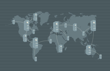 ATM network on world map