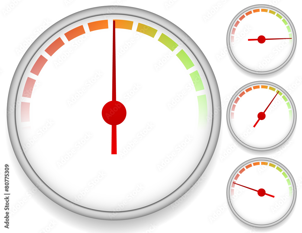 Poster Dial Meter Templates with Fading Units. Set at 4 Stages. Vector