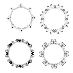 gray vintage circle frame vector set