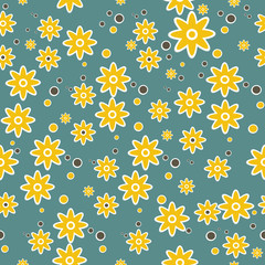 Beautiful yellow flowers decorated pattern.