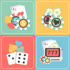 Colorful set of Casino objects.