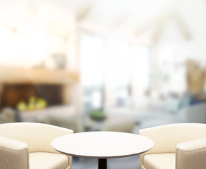 Table Top And Blur Interior Background