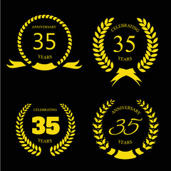 Naklejka premium Thirty five years anniversary laurel gold wreath set