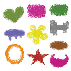 doodle label multicolor differnt shape icon set vector