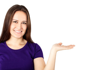 woman holding blank copy space