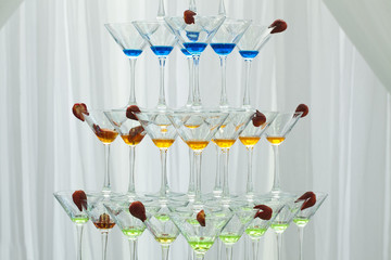 colored aperitif glasses