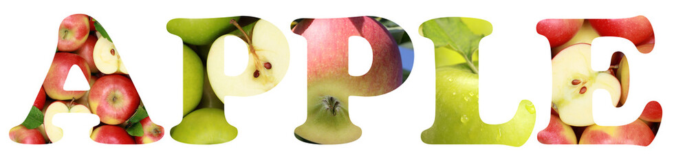 The word apple with apples fruits