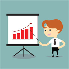 businessman present growing graph of business