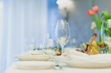 Empty Glasses on Table