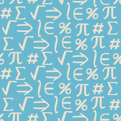 Seamless background with mathematical symbols