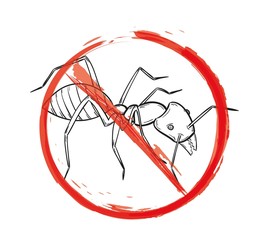 danger sign with sketch of the ant