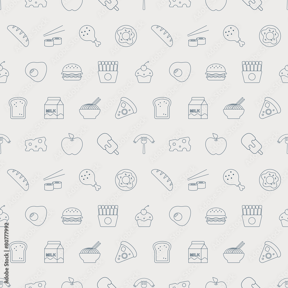 Poster food line icon pattern set