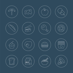 Fototapeta premium food line icon set