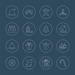 Christmas line icon set