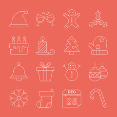Christmas line icon set