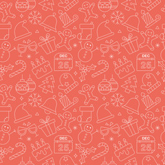 Christmas line icon pattern set