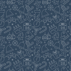 Christmas line icon pattern set