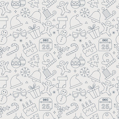 Christmas line icon pattern set