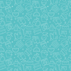 cleaning line icon pattern set