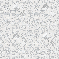 cleaning line icon pattern set